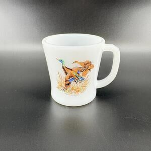 Anchor Hocking Fire King Mallard Duck Milk Glass Coffee Mug